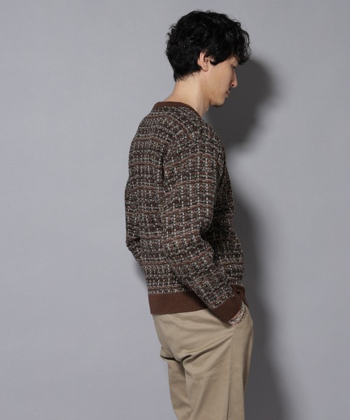 NANO universe（ナノユニバース）の「ツイードジャガードニット（ニット/セーター・メンズ・ブラック/ベージュ/ブラウン系その他3・S/M/L）」の9枚目の写真