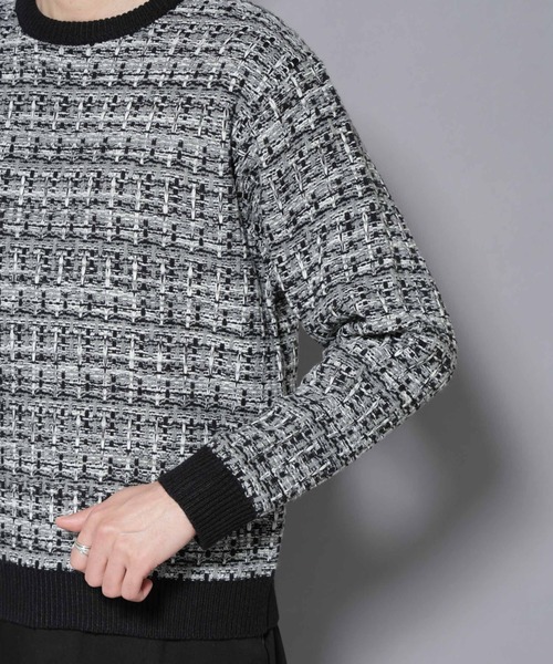 NANO universe（ナノユニバース）の「ツイードジャガードニット（ニット/セーター・メンズ・ブラック/ベージュ/ブラウン系その他3・S/M/L）」の14枚目の写真