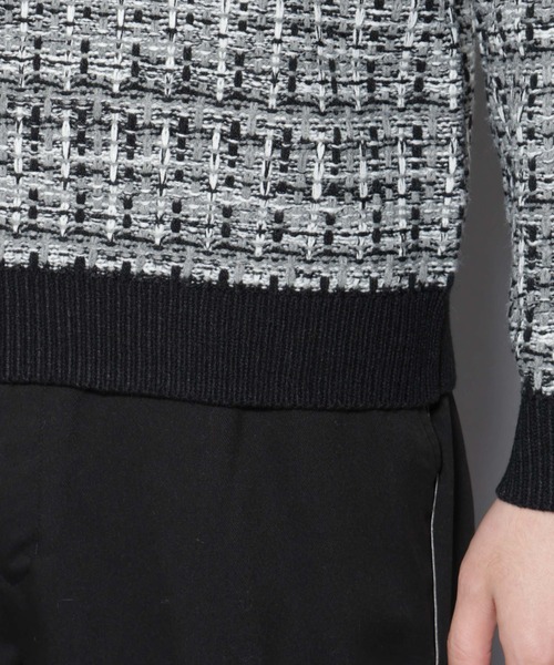 NANO universe（ナノユニバース）の「ツイードジャガードニット（ニット/セーター・メンズ・ブラック/ベージュ/ブラウン系その他3・S/M/L）」の13枚目の写真