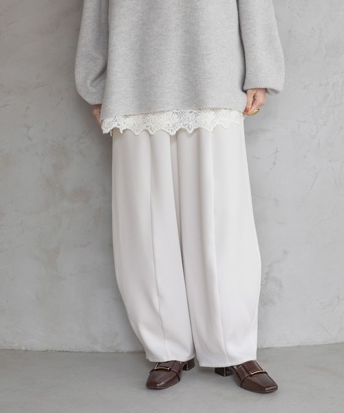 A part by（アパートバイ）の「【Sサイズ展開】イージーコクーンパンツ（スラックス・レディース・アイボリー/グリーン系その他6/ブラック・SMALL/MEDIUM）」の8枚目の写真