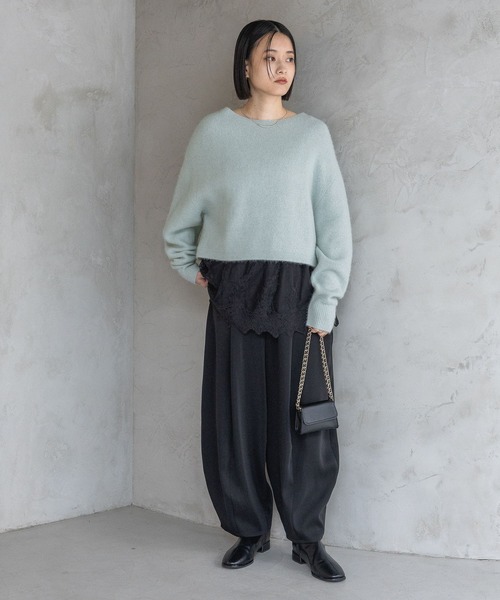 A part by（アパートバイ）の「【Sサイズ展開】イージーコクーンパンツ（スラックス・レディース・アイボリー/グリーン系その他6/ブラック・SMALL/MEDIUM）」の22枚目の写真