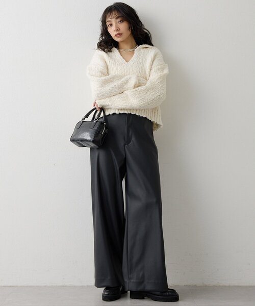 【24年モデル✨美品✨】芽風 オイルモイスト パンツ 黒 完売品 手洗い可 M オイルモイスト パンツ|芽風 | Sensounico ONLINE STORE