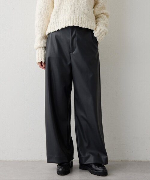 ウィムガゼット スリット入り パンツ 黒 36 Whim Gazette(ウィム ガゼット)｜フロントスリットパンツ/ブラック の