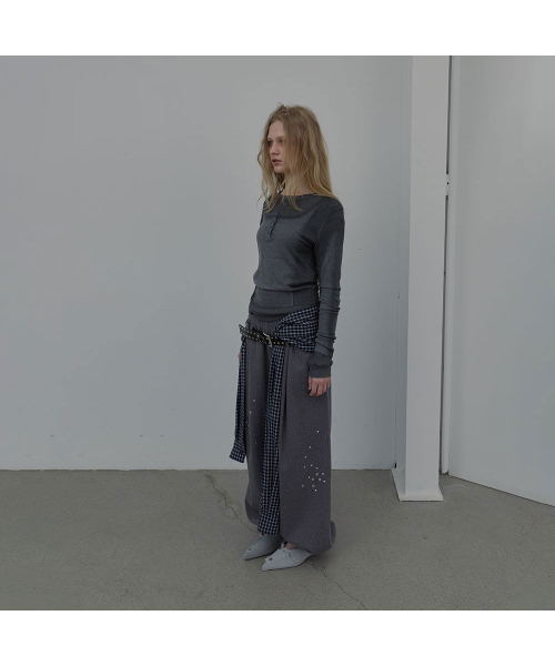 LCDC TM(エルシーディーシーティーエム)の「SPRAY WASHED U-NECK KNIT TOP (MELANGE GREY)(ニット/セーター・レディース・その他・SMALL/MEDIUM)」の2枚目の写真