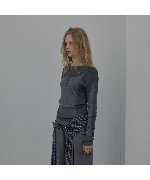 LCDC TM(エルシーディーシーティーエム)の「SPRAY WASHED U-NECK KNIT TOP (MELANGE GREY)(ニット/セーター・レディース・その他・SMALL/MEDIUM)」の6枚目の写真