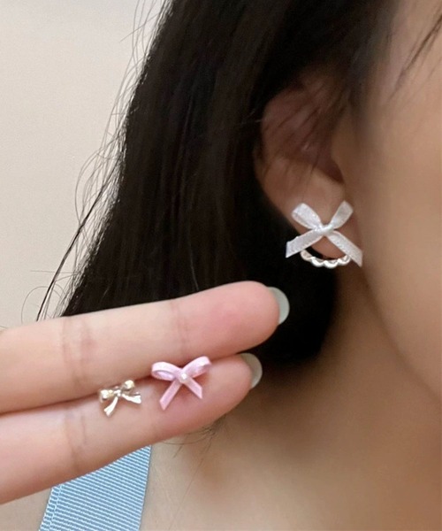 tunee(チュニー)の「【456755】リボン系ピアス6点セット(RZ)(ピアス(両耳用)・レディース・ブラック/ブルー/ピンク・FREE)」の7枚目の写真