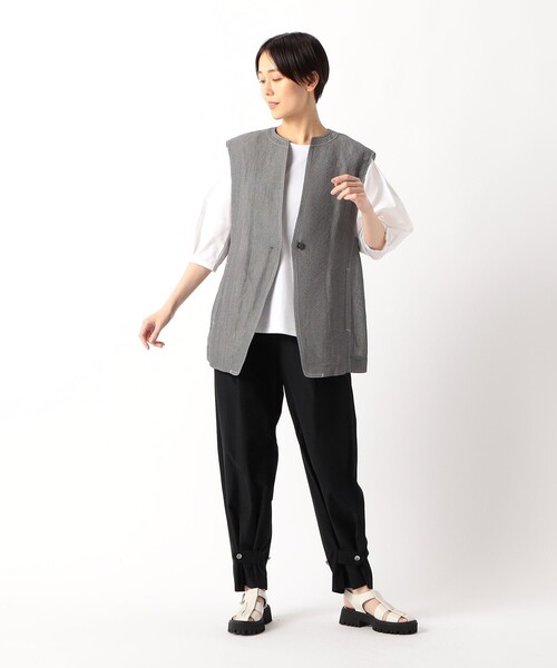 Gabardine K.T(ギャバジンケーティー)の「〔 +サイズ 〕 【2WAY】タイプライター 2WAYワイドパンツ(その他パンツ・レディース・ライトグレー/ベージュ・13号)」の6枚目の写真