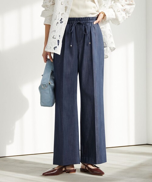 green label relaxing（グリーンレーベルリラクシング）の「［size SHORT/TALLあり］ニーハイフレアパンツ デニム 2 ストレッチ（デニムパンツ・レディース・オフホワイト/コバルトブルー/ネイビー・SHORT/34/36/38/40/TALL）」の4枚目の写真