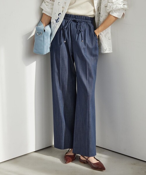 green label relaxing（グリーンレーベルリラクシング）の「［size SHORT/TALLあり］ニーハイフレアパンツ デニム 2 ストレッチ（デニムパンツ・レディース・オフホワイト/コバルトブルー/ネイビー・SHORT/34/36/38/40/TALL）」の5枚目の写真