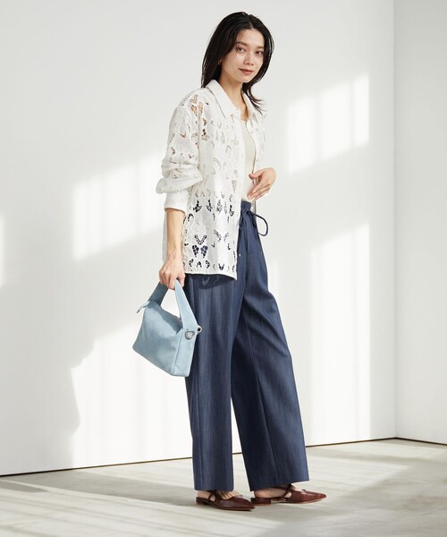 green label relaxing（グリーンレーベルリラクシング）の「［size SHORT/TALLあり］ニーハイフレアパンツ デニム 2 ストレッチ（デニムパンツ・レディース・オフホワイト/コバルトブルー/ネイビー・SHORT/34/36/38/40/TALL）」の9枚目の写真