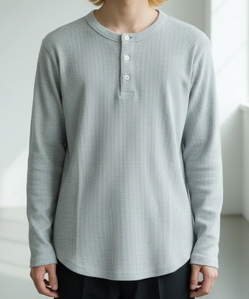 A'GEM/9 × .kom 『ARULE/アルール』 WAFFLE HENLEY NECK LONG SLEEVE