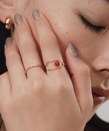 【novice】 Gemstone Open Frame Ring［Silver925］