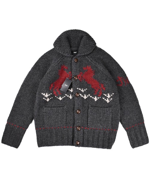 TMT(ティーエムティー)の「【TMT/ティーエムティー】ROUGH GAUGE COWICHAN CARDIGAN(カーディガン/ボレロ・メンズ・ブラウン/ブラック・MEDIUM/LARGE)」の4枚目の写真