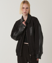 RAVEROUS（レイバーロス）の「レザーカラー ディタッチャブルブルゾン ブラック（MA-1）」