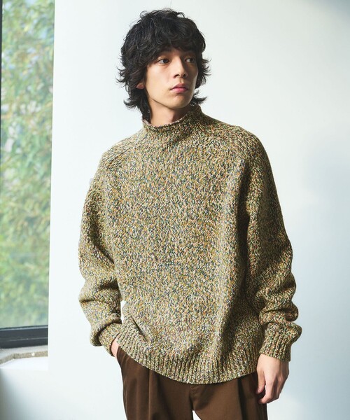 ミックス ヤーンローゲージ ロールネック ニット（ニット/セーター