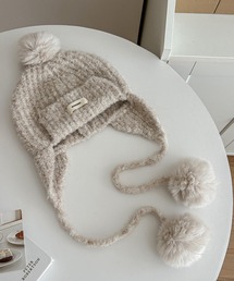 TONE SELECT GOODS | pur chouchou/耳当てつき ファーポンポン ニット帽 P4528(ニットキャップ/ビーニー)