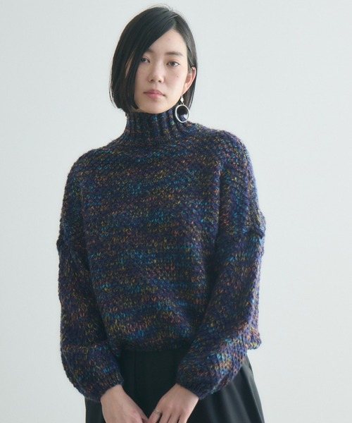 Paradise Picnic(パラダイスピクニック)の「ROSIEE MIXヤーンハイネックニット(ニット/セーター・レディース・ネイビー/グリーン/ブラウン・FREE)」の1枚目の写真