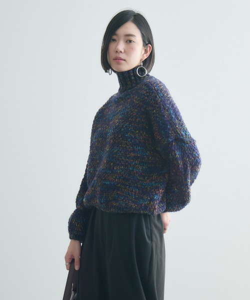 Paradise Picnic(パラダイスピクニック)の「ROSIEE MIXヤーンハイネックニット(ニット/セーター・レディース・ネイビー/グリーン/ブラウン・FREE)」の16枚目の写真