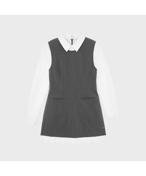 ALKI ALKA(アルキアルカ)の「Pleated Layered Dress (Charcoal)(ワンピース・レディース・チャコール・SMALL/MEDIUM)」の1枚目の写真