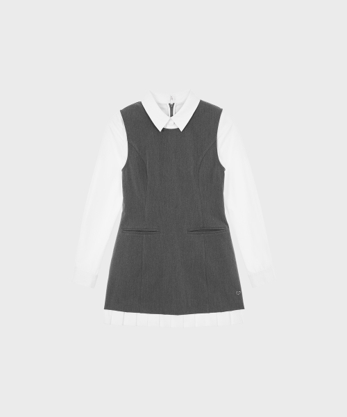 ALKI ALKA(アルキアルカ)の「Pleated Layered Dress (Charcoal)(ワンピース・レディース・チャコール・SMALL/MEDIUM)」の3枚目の写真