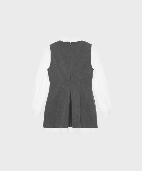 ALKI ALKA(アルキアルカ)の「Pleated Layered Dress (Charcoal)(ワンピース・レディース・チャコール・SMALL/MEDIUM)」の4枚目の写真