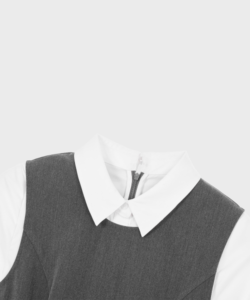 ALKI ALKA(アルキアルカ)の「Pleated Layered Dress (Charcoal)(ワンピース・レディース・チャコール・SMALL/MEDIUM)」の5枚目の写真