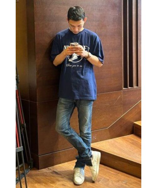 DVAN(ドゥヴァン)の「ARE WE ONE ハーフスリーブTシャツ (ネイビー)(Tシャツ/カットソー・レディース・その他・1/2)」の4枚目の写真