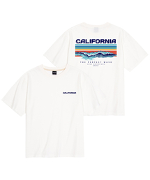 クールコットンオーバーサイズカリフォルニアウェーブ半袖Tシャツ