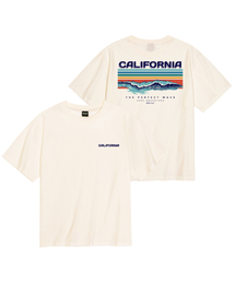 クールコットンオーバーサイズカリフォルニアウェーブ半袖Tシャツ