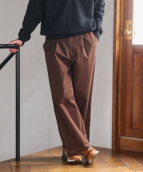 MILITARY(ミリタリー)の「【SETUP7】Twill Wide Tuck Chino Trousers / ツイルタックチノトラウザーズ KKP(チノパンツ・メンズ・ブラウン/ベージュ/ブラック・L/M)」の5枚目の写真
