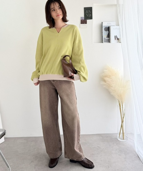 classicalelf(クラシカルエルフ)の「今っぽさは、色でつくる。オーバーサイズ配色ワッフルプルオーバー(Tシャツ/カットソー・レディース・チャコール/モカ/アイボリー/杢グレー・LARGE/MEDIUM/SMALL/X-LARGE)」の11枚目の写真