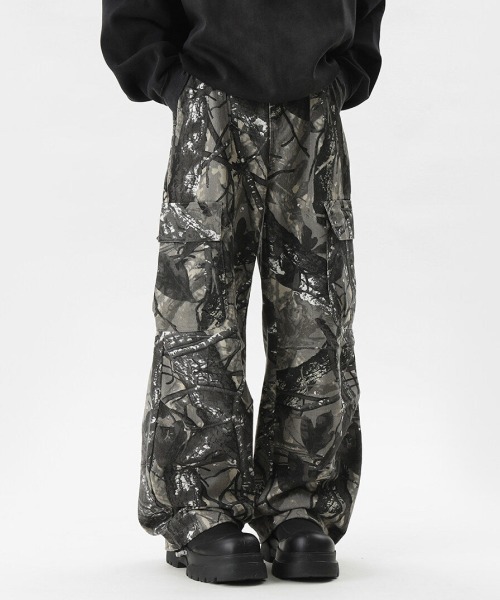 セール】リアルツリー柄ワイドカーゴパンツ（カーゴパンツ）｜mushwear