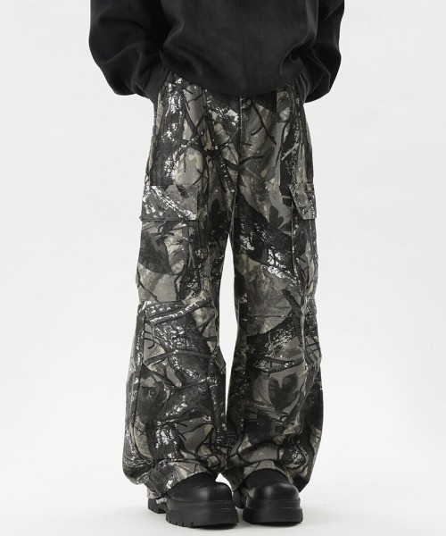 セール】リアルツリー柄ワイドカーゴパンツ（カーゴパンツ）｜mushwear