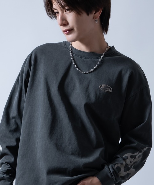 SIDEWAY STANCE(サイドウェイスタンス)の「【SIDEWAY STANCE】ピグメント加工 プリント ロンT(Tシャツ/カットソー・メンズ・ブラック系/ブラウン/ブラック系1/ブラウン系1/ブラウン系/ブラック・X-LARGE/LARGE/MEDIUM/SMALL)」の2枚目の写真