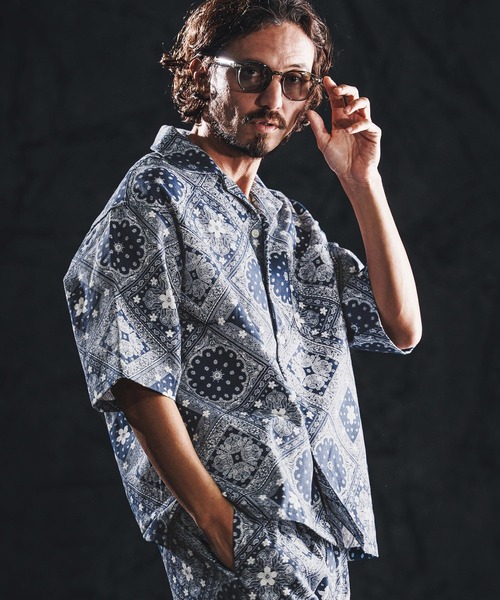wjk reluxe(ダブルジェーケーリラックス)の「mhs2487-bandana open collar SS shirts オープンカラーシャツ(WR26S-17)(シャツ/ブラウス・メンズ・ブラック/ホワイト/ブルー・L/M/S)」の9枚目の写真