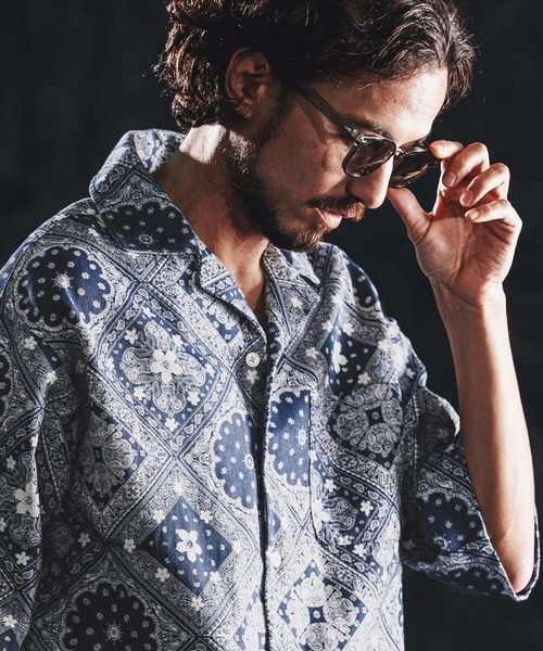 wjk reluxe(ダブルジェーケーリラックス)の「mhs2487-bandana open collar SS shirts オープンカラーシャツ(WR26S-17)(シャツ/ブラウス・メンズ・ブラック/ホワイト/ブルー・L/M/S)」の10枚目の写真