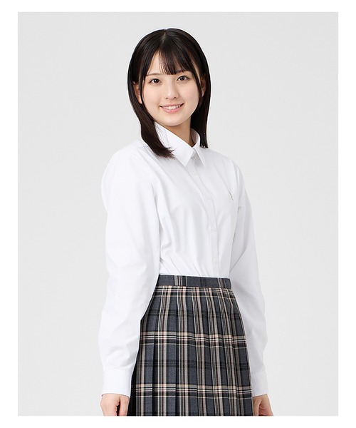 EASTBOY(イーストボーイ)の「シャツ 長袖 透けにくい ブラウス 女子 通学 制服 学生服 中学生 高校生 スクール (シャツ/ブラウス・キッズ・オフホワイト・9号/11号/7号/13号)」の1枚目の写真