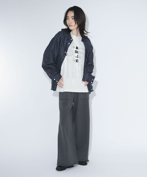 maturely（マチュアリー）の「maturely / チョーク ストライプ レース タイ ロングスリーブ（シャツ/ブラウス・レディース・ネイビー/オフホワイト・1/0）」の14枚目の写真