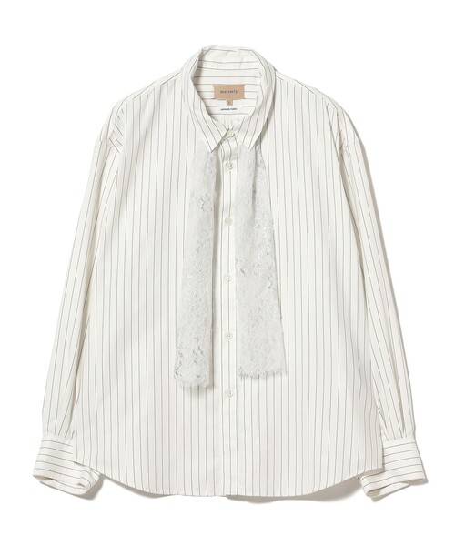 maturely（マチュアリー）の「maturely / チョーク ストライプ レース タイ ロングスリーブ（シャツ/ブラウス・レディース・ネイビー/オフホワイト・1/0）」の16枚目の写真
