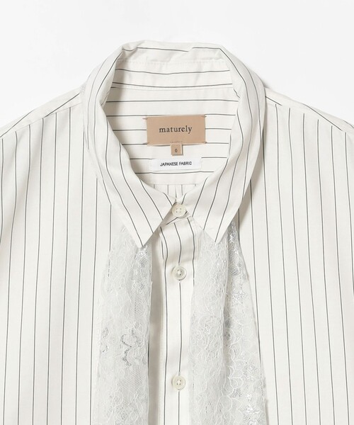 maturely（マチュアリー）の「maturely / チョーク ストライプ レース タイ ロングスリーブ（シャツ/ブラウス・レディース・ネイビー/オフホワイト・1/0）」の17枚目の写真