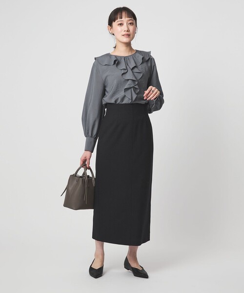 green label relaxing（グリーンレーベルリラクシング）の「ラッフル ブラウス（シャツ/ブラウス・レディース・グレー/ホワイト/イエロー/ネイビー・FREE）」の10枚目の写真