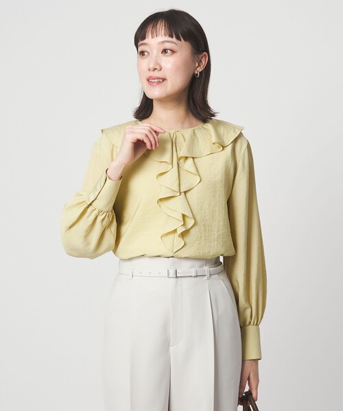 green label relaxing（グリーンレーベルリラクシング）の「ラッフル ブラウス（シャツ/ブラウス・レディース・グレー/ホワイト/イエロー/ネイビー・FREE）」の13枚目の写真