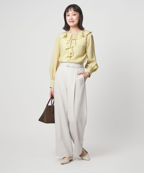 green label relaxing（グリーンレーベルリラクシング）の「ラッフル ブラウス（シャツ/ブラウス・レディース・グレー/ホワイト/イエロー/ネイビー・FREE）」の14枚目の写真