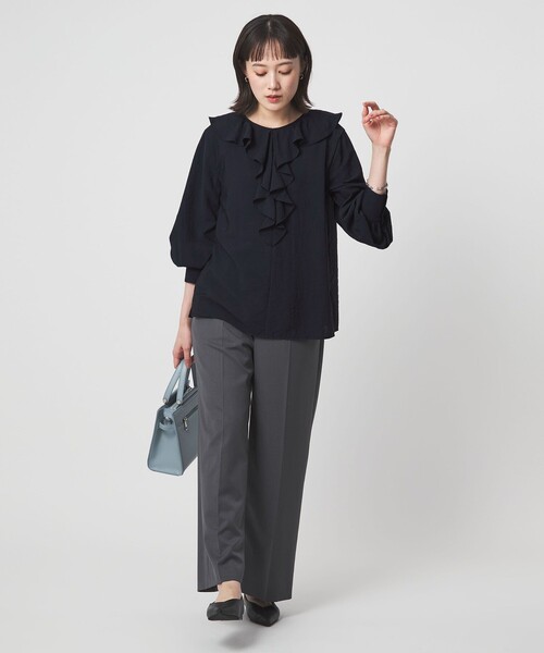 green label relaxing（グリーンレーベルリラクシング）の「ラッフル ブラウス（シャツ/ブラウス・レディース・グレー/ホワイト/イエロー/ネイビー・FREE）」の19枚目の写真