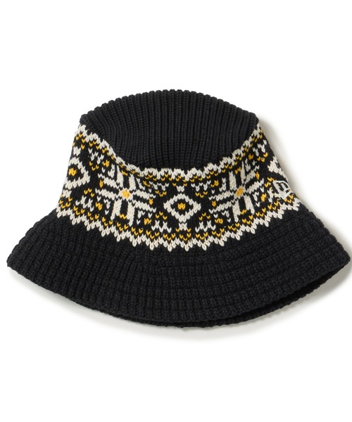 NEW ERA（ニューエラ）の「NEW ERA NORDIC KNIT BACKET Powered by Goro Nakatsugawa (MIN-NANO)（ニューエラ ノルディック ニット バケット 中津川吾郎）（ハット・メンズ・ブラック・SMALL/MEDIUM）」の2枚目の写真