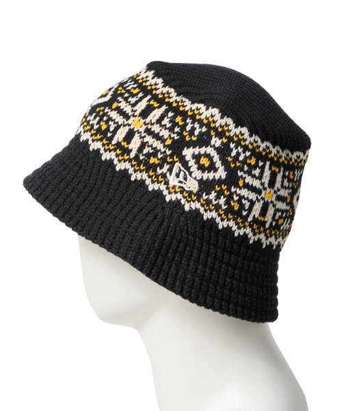 NEW ERA（ニューエラ）の「NEW ERA NORDIC KNIT BACKET Powered by Goro Nakatsugawa (MIN-NANO)（ニューエラ ノルディック ニット バケット 中津川吾郎）（ハット・メンズ・ブラック・SMALL/MEDIUM）」の4枚目の写真