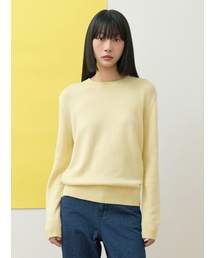 Bb' BENETTON（ビーフラットベネトン）の「カシミヤラウンドカラー ニット (ライトイエロー)（ニット/セーター）」