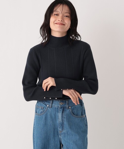 Afternoon Tea（アフタヌーンティー）の「モックネックリブプルオーバー（ニット/セーター・レディース・ネイビー/グレー/ベージュ・ONE SIZE）」の3枚目の写真