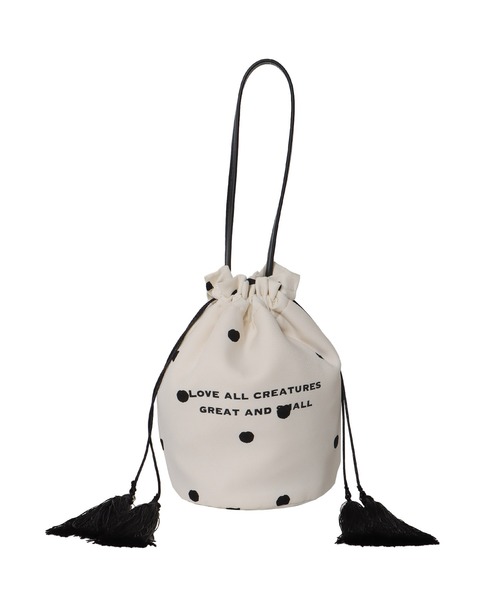 TSURU by Mariko Oikawa(ツルバイマリコオイカワ)の「TSURU by Mariko Oikawa / Lennom(ドット柄巾着バッグ WB-1264391)(ハンドバッグ・レディース・ホワイト・FREE)」の4枚目の写真