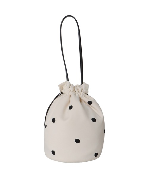 TSURU by Mariko Oikawa(ツルバイマリコオイカワ)の「TSURU by Mariko Oikawa / Lennom(ドット柄巾着バッグ WB-1264391)(ハンドバッグ・レディース・ホワイト・FREE)」の6枚目の写真